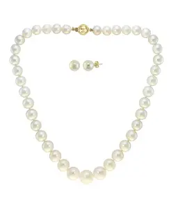 Комплект из двух нитей культивированного пресноводного жемчуга Effy (7-1/2-13 мм) и серег-гвоздиков в комплекте Effy Collection, silver