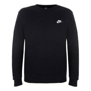 Толстовка Men's Nike Sportswear Club Crew FT Casual Sports Round Neck Pullover Long Sleeves Black, черный