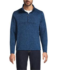 Мужской флисовый свитер с воротником на кнопках Lands' End, Classic navy muted heather