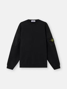Толстовка прямого кроя с круглым вырезом и карманами на рукавах Stone Island 6100008 BRUSHED ORGANIC COTTON FLEECE, черный