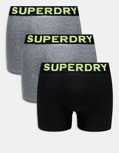 Тройной набор Superdry Boxer в цвете хаки, полосатый/зернистый/черный