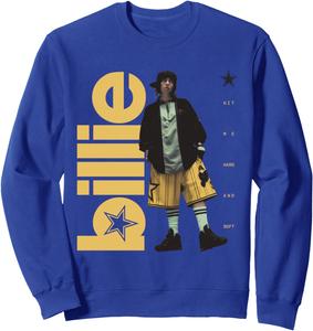 Официальная толстовка Billy Irish HIT ME HARD AND SOFT с фотографией в полный рост Billie Eilish, синий