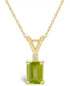 Ожерелье с подвеской из 14-каратного желтого золота или 14-каратного белого золота с перидотом (1-1/10 карата) и бриллиантами Macy'S, gold