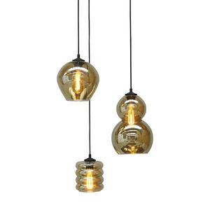 Подвесной светильник Masterlight Quinto IV, дымчатое стекло / сталь - 3-световые