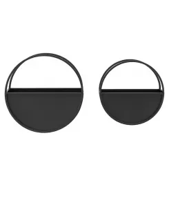 Набор круглых настенных железных кашпо из 2 частей Danya B, black