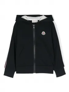 Худи в полоску Moncler Enfant, синий