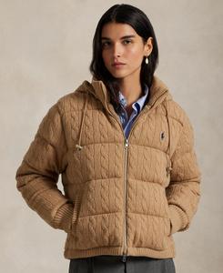 Женская стеганая куртка с капюшоном Polo Ralph Lauren, Collection Camel Melange