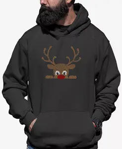 Мужская толстовка с капюшоном Peeking Reindeer Word Art La Pop Art, серый