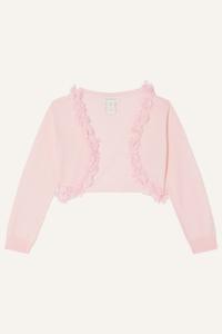 Розовый детский кардиган Flora 3D с цветочным узором Monsoon, розовый