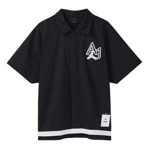 Рубашка men's logo embroidered casual short sleeve shirt black Air Jordan, мультиколор