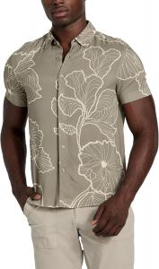 Мужская рубашка Guess Eco с коротким рукавом из вискозы с цветочным принтом, Slate Taupe Multi