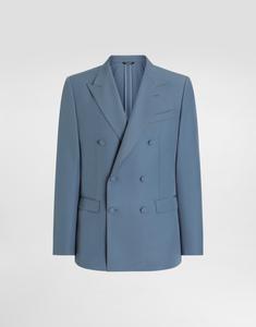 Двубортный жакет из шерстяного поплина DOLCE & GABBANA, голубой
