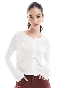 Кардиган Pieces Pointelle в цвете «облачно-белый»