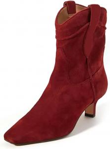 Женские ботильоны FYS с низким каблуком, квадратным носком и застежкой «на растяжке», короткие ковбойские зимние туфли, размер 4-15 US, Red