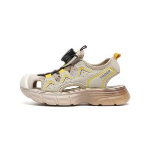 Детские сандалии с защитой от ударов и дышащие Yonggao people, хаки/желтый