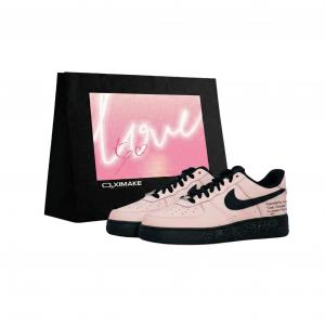 Nike Кроссовки Air Force 1 Abrasion Resistant Height Increasing Low top Skateboard Shoes Unisex Black Pink