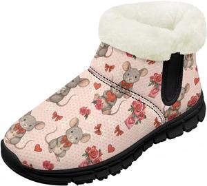 Детские зимние ботинки для девочек с меховой подкладкой, короткие, с противоскользящей подошвой, легкие, теплые ботиночки на молнии Pointodoor, Rat
