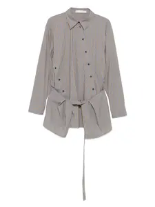 Рубашка в полоску с поясом Christopher Esber, зеленый