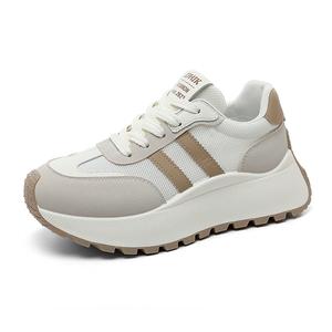 QITUMAUL Скользоустойчивые износостойкие дышащие легкие платформенные низкие женские кроссовки бежевый хаки, цвет Beige Khaki[Platform Height: 5.5cm]