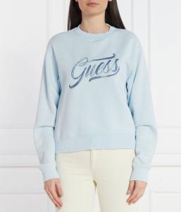 Толстовка женская Guess Jeans с логотипом со стразами, голубой