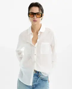 Женская рубашка из 100% хлопка, полупрозрачная, с длинным рукавом Parfois, белый