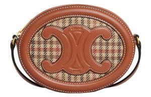 CELINE Триумф ткань с кожаной сумка для лунных пряников кошелек через плечо на плечо женская коричневая