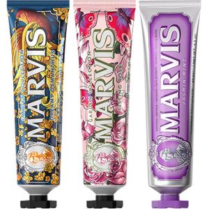 Классический набор для сада 6 предметов зубная паста для чистки 75мл*3+85мл*3 Marvis, three-piece set: jasmine toothpastes 85ml+розовый toothpastes 75ml+osmanthus toothpastes 75ml