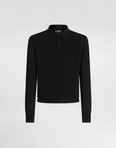 Тонкий кашемировый пуловер-поло Dolce & Gabbana, черный