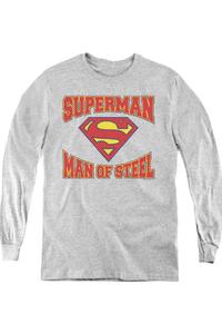 Футболка с длинным рукавом для детей "Супермен: Человек из стали" Gildan, Athletic Heather
