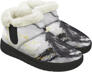 Женские зимние ботинки с искусственным мехом, теплые, с широким носком, прогулочные ботинки, противоскользящие, удобные для улицы, ботильоны на каждый день Chririnla, Black Horse