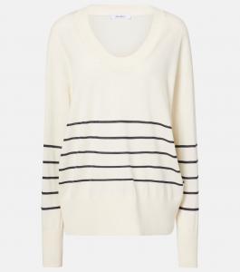 Полосатый свитер Levante из хлопка и шелка Max Mara, Bianco Seta
