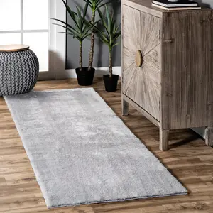 Ковер Loni Solid Shag Area Rug nuLOOM, 76x305 см, светло-серый