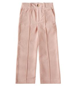 Прямые брюки из хлопкового бархата Chloé Kids, Pale Pink