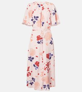 Платье-рубашка с цветочным принтом Erdem, Margot Floral Cloud Pink