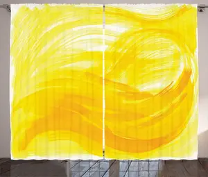 Желто-белая деревенская штора ABAKUHAUS, мазки кисти, универсальные ленточные шторы для гостиной с петлями и крючками, 280 x 225 см, цвет: бархатцы желтые Abakuhaus