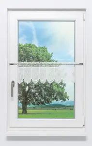 Штора cafe с декоративным цветком (Ш x В) 246,5 см * 21 см бежевый/светло-бежевый Lysel