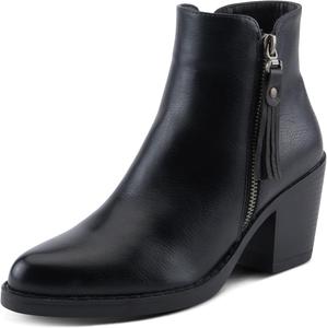 Женские ботильоны PATRIZIA ALRK с каблуком, бахромой, застежкой-молнией и дизайном в стиле вестерн, Black