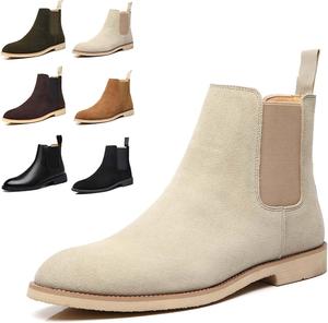 Мужские ботинки челси, деловые повседневные замшевые ботильоны, классические эластичные элегантные ботинки челси для мужчин, зима/осень Generic, бежевый