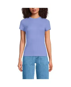 Женская облегающая мини-футболка с драпировкой и короткими рукавами Lands' End, фиолетовый