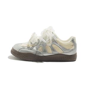 Женские скейтерские кеды Low Top с легкой конструкцией и сбалансированной поддержкой MEAKKEA, серебро