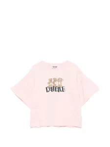 Футболка с графическим изображением мишки Moschino Kids, розовый