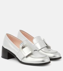 Лоферы viv' rangers из кожи с металлизированной отделкой Roger Vivier, серебро