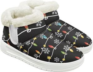 Женские ботинки JoyLamoria на платформе с принтом для Хэллоуина и Рождества, походные утолщенные зимние сапоги, Colored Lamp Snowflake Design