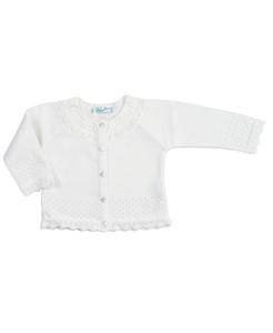 Кардиган для девочек с ажурной вязкой и оборками - для малышей Feltman Brothers, белый