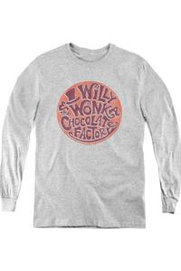 Футболка с длинным рукавом для подростков с круглым логотипом «Вилли Вонка и шоколадная фабрика» Gildan