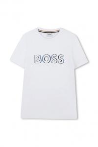 Детская хлопковая футболка Boss, белый