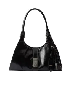 Мягкая кожаная сумка через плечо с подвесками Prada, коричневый