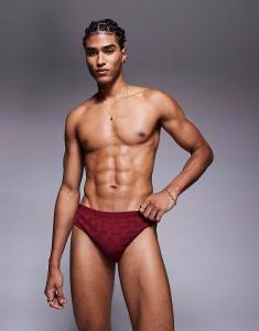 Текстурированные плавки ASOS DESIGN бордового цвета