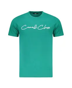 Роскошная зеленая фирменная футболка с короткими рукавами Cavalli Class, зеленый
