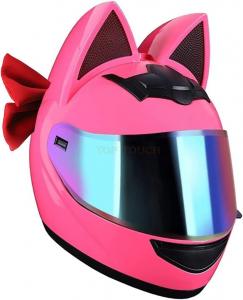 Шлем мотоциклетный Esrada Cute Cat Ear с кошачьими ушками, розовый